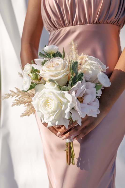 Silk White and Pink Rose Bridesmaid Bouquet | Something Borrowed