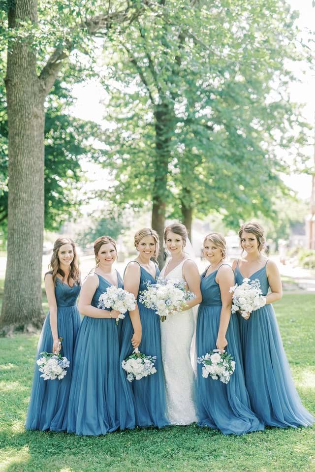 Silk Blue and White Bridesmaid Bouquets | Something Borrowed Blooms