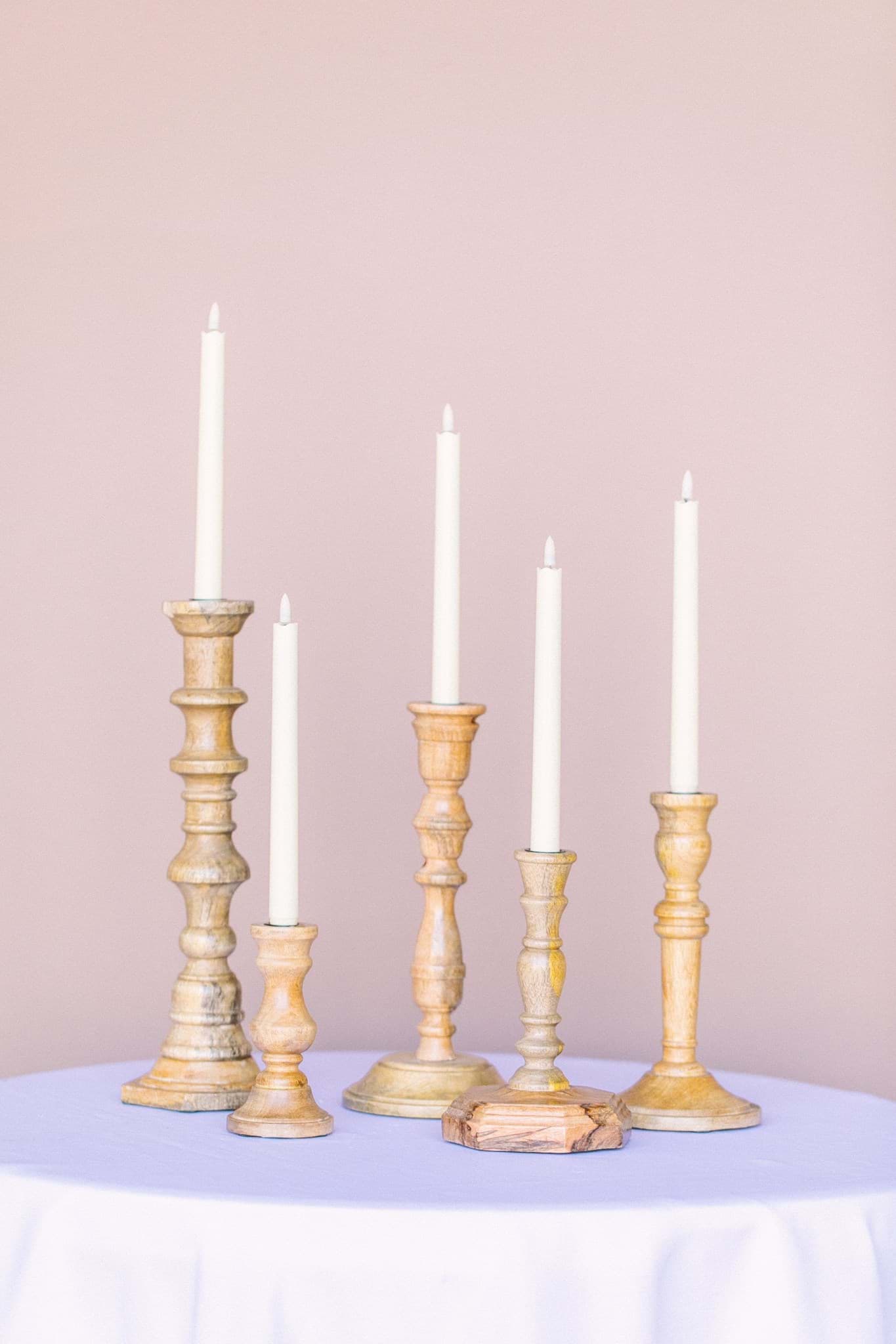 Wood Candlesticks (Set of 5)  Something Borrowed BloomsPremium