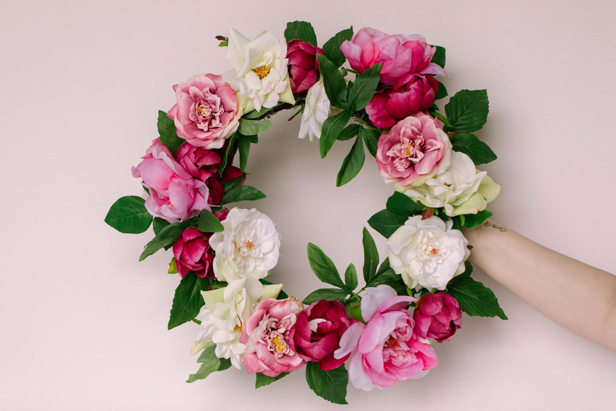 Picture of Pink & White Peony Wreath
