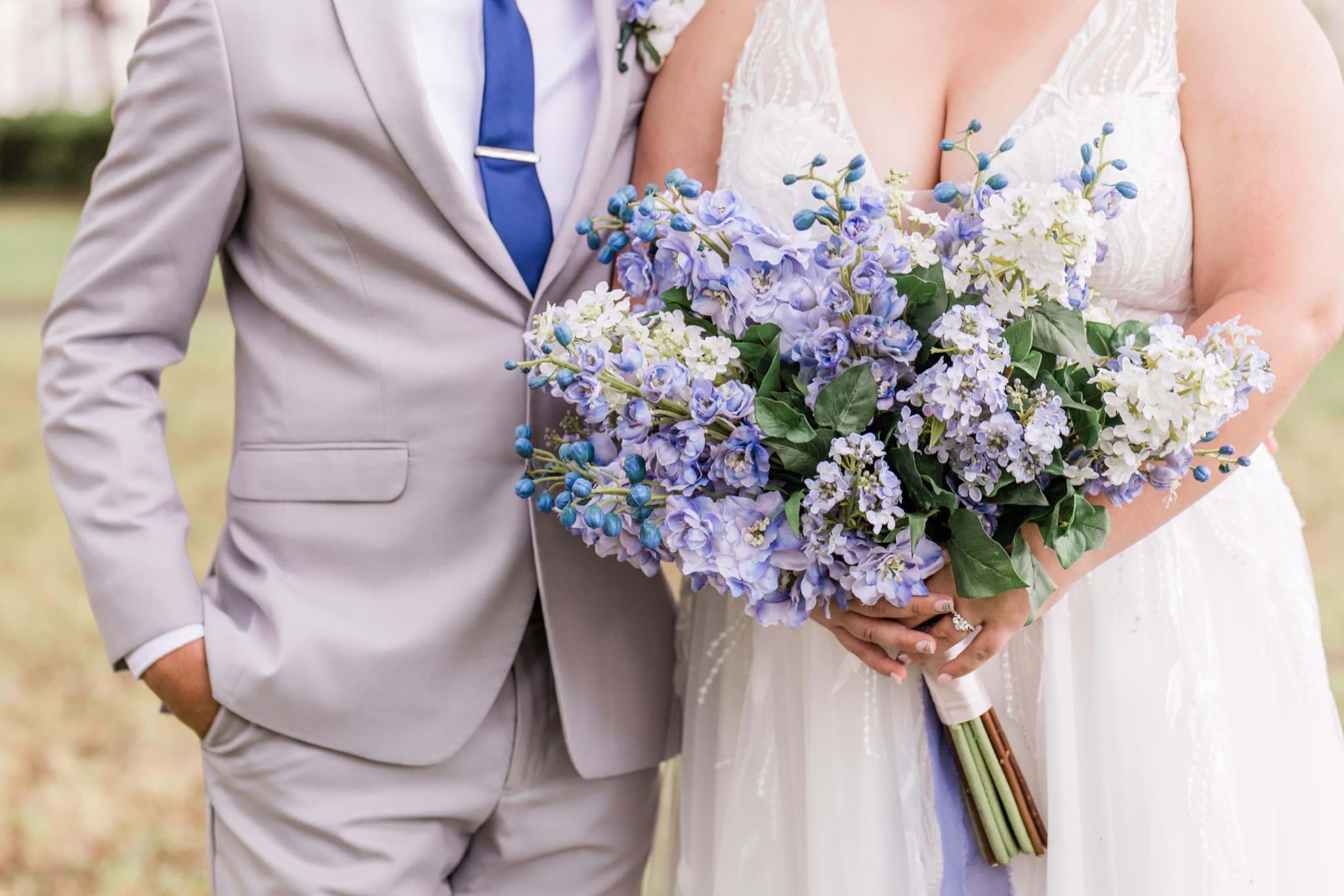 Silk Blue and White Bridal Bouquet, Something Borrowed BloomsPremium Silk  Flowers