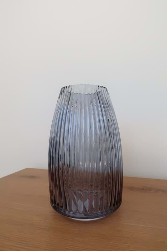 Picture of Ribbed Blue Glass Vase