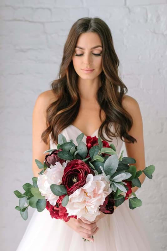 Silk Red and White Bridal Bouquet | Something Borrowed