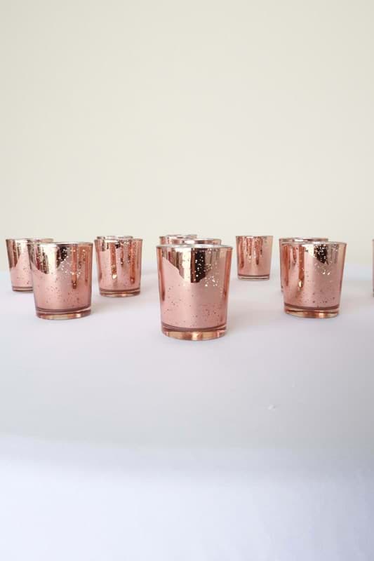 Picture of Rose Gold Glass Votives (Set of 12)