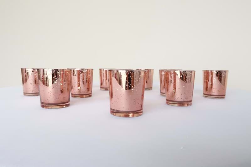 Picture of Rose Gold Glass Votives (Set of 12)