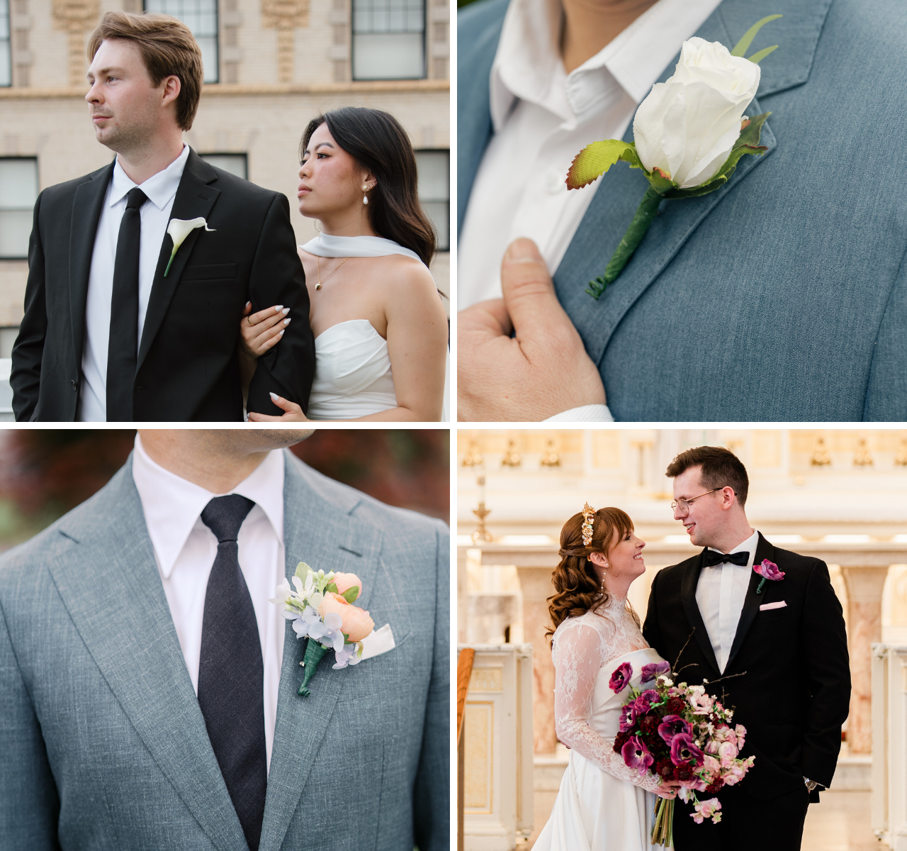 Silk Wedding Boutonnieres Styles Classic, Modern, Garden and Rustic
